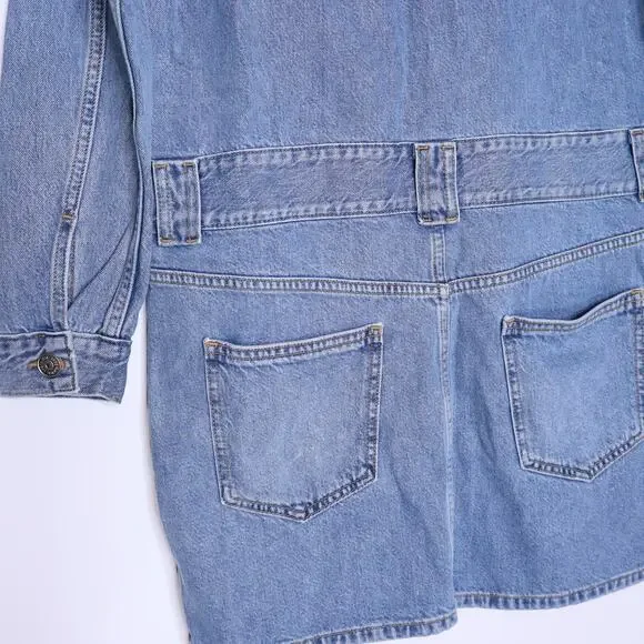 GANNI Washed Denim Long Sleeve Mini Dress Indigo Long Sleeve Women's 36/ US 4 - Picture 8 of 9